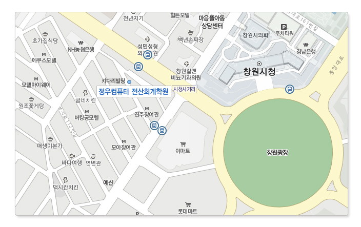 정우컴퓨터전산회계학원 오시는길 지도